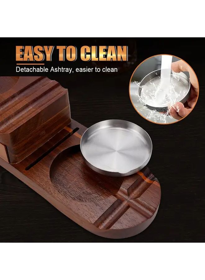 مجموعة منفصلة الألوان للصور من صينية السيجار الخشبية مع صينية كأس الويسكي والقاطع ديكور للمنزل أو المكتب هدية للرجال - Image 5